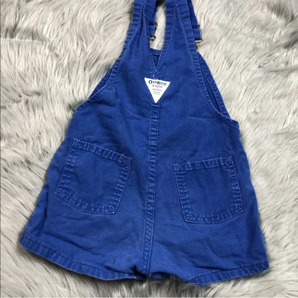Vintage Made Usa Oshkosh Bgosh Blue Tug Boat Applique Short Overalls